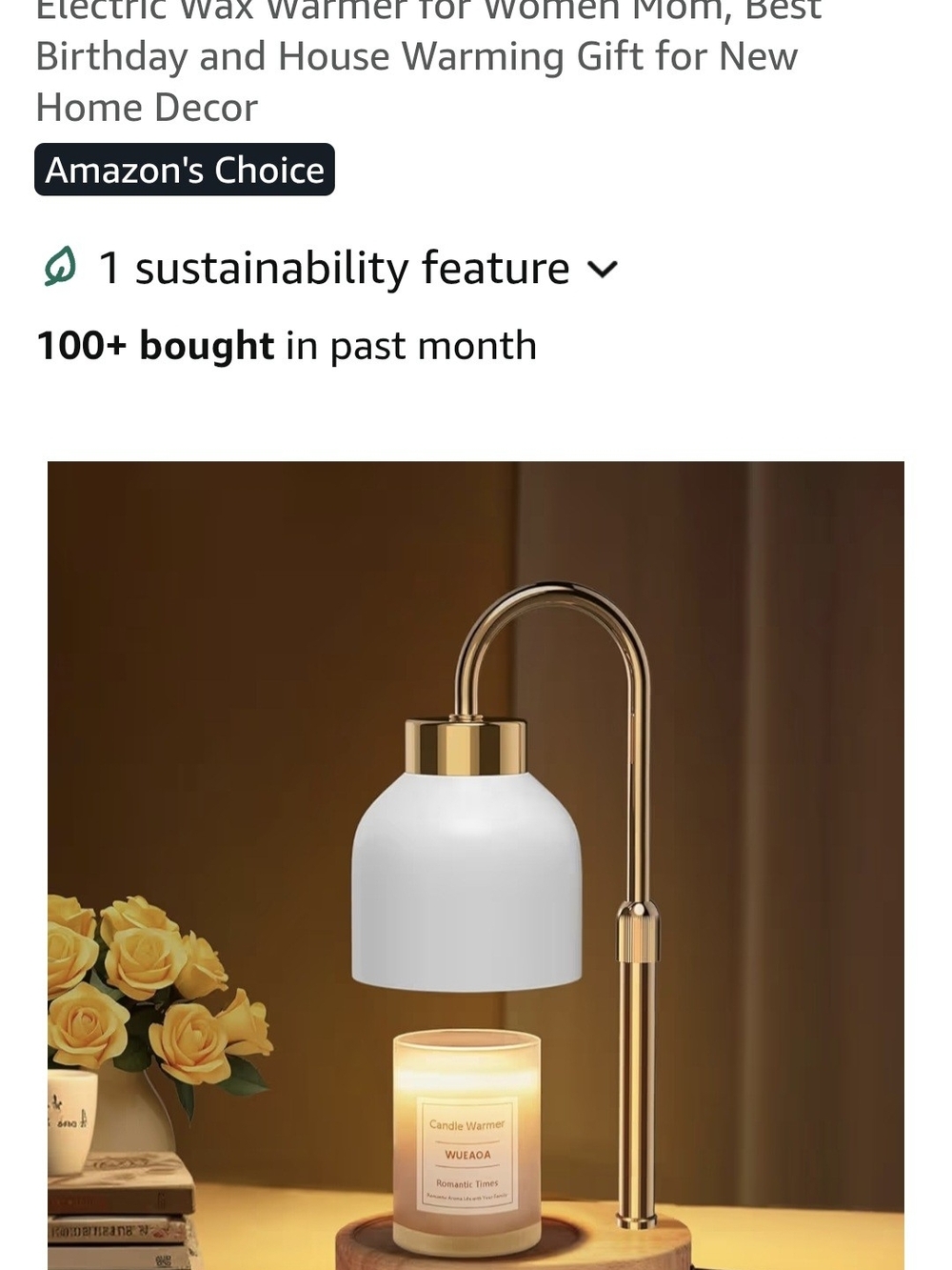 Gold and White Electric Candle Warmer Lamp
